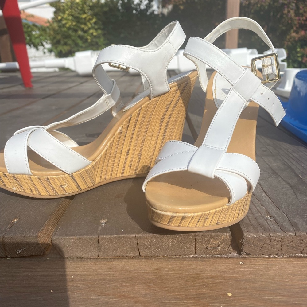 White wedge sandals